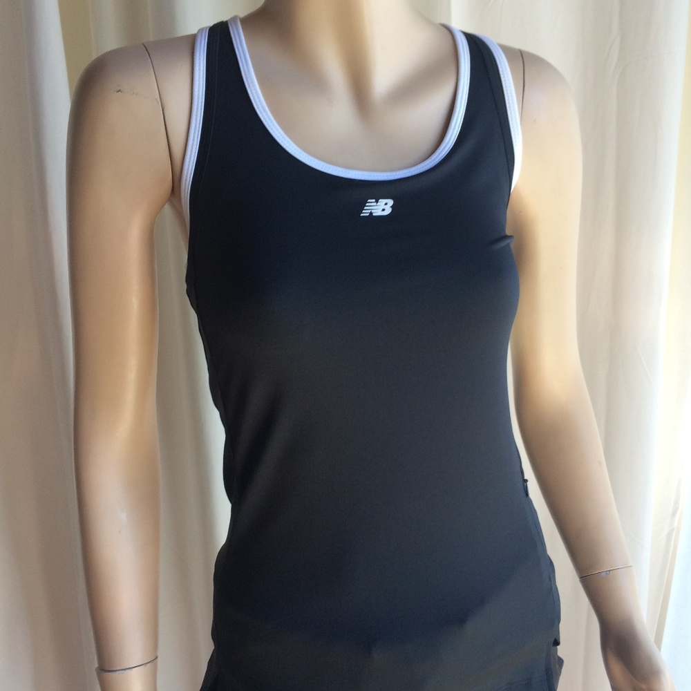 New Balance Black Athletic Tank with White Piping